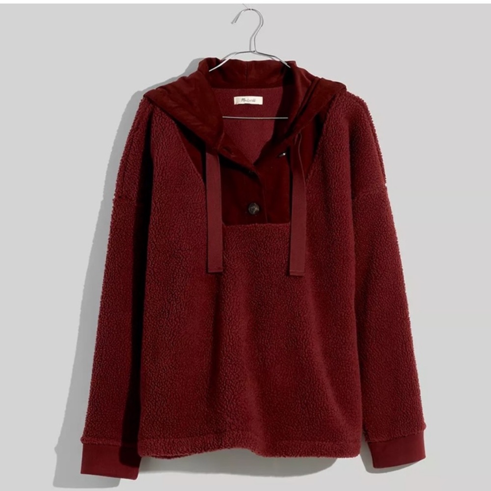 Madewell (Re)sourced Fleece Button-Front Hoodie Sweatshirt